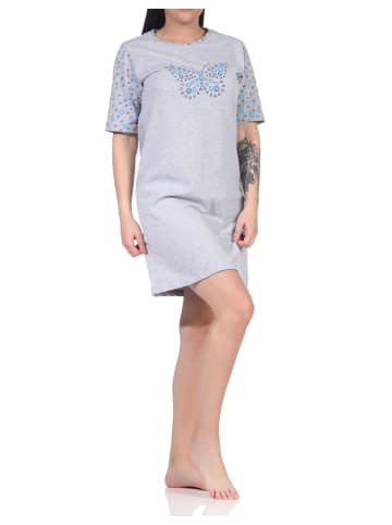 NORMANN kurzarm Nachthemd Schmetterling - 66377 in blau