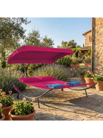 VCM  Doppel Gartenliege Zweier Sonnenliege Dach Bindox in Rot