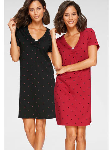 Vivance Active Nachthemd in schwarz-rot