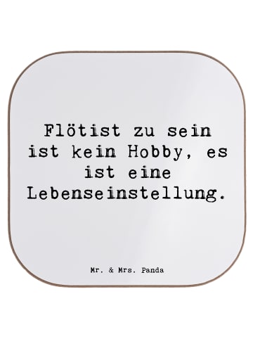 Mr. & Mrs. Panda Glasuntersetzer Spruch Flöte Lebensgefühl mit S... in Weiß