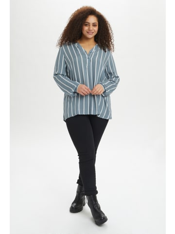 KAFFE curve Langarm-Bluse KCsida in Blue Mirage/ Chalk Stripe