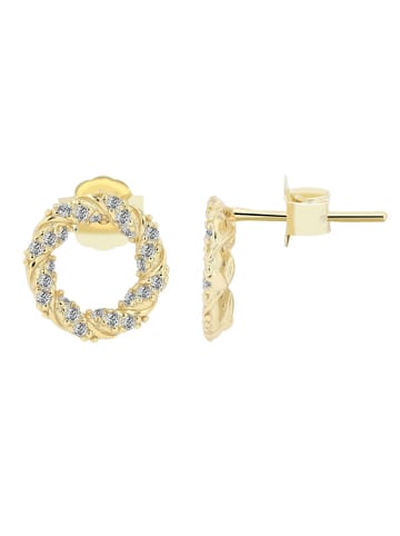 Adeliás Damen Ohrstecker aus 925 Silber mit Zirkonia in gold