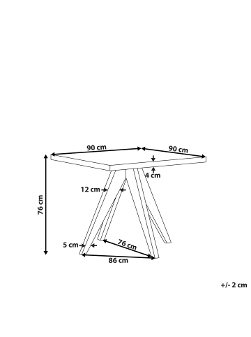 Beliani Gartentisch OLBIA in Grau/Braun - (W) 90 x (H) 76 x (L) 90 cm