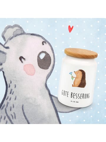 Mr. & Mrs. Panda Vorratsglas Igel Blumen mit Spruch in Weiß