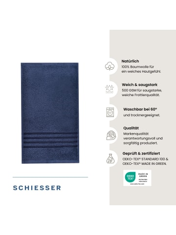 Schiesser Frottier-5er-Set: Gästetücher Milano in Dunkelblau