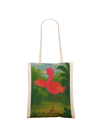 Mr. & Mrs. Panda Schultertasche Flamingo Yoga Design ohne Spruch in Weiß