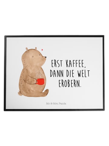 Mr. & Mrs. Panda Schreibtischunterlage Bär Kaffee mit Spruch in Weiß