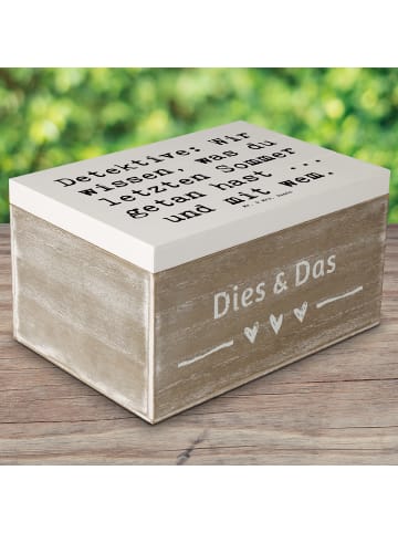 Mr. & Mrs. Panda Kiste Spruch Detektiv Geheimnisse mit Spruch in Weiß