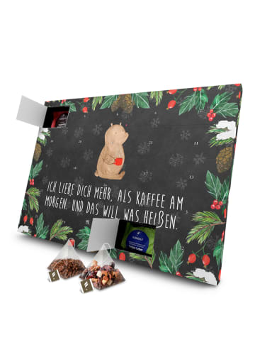 Mr. & Mrs. Panda Adventskalender Bär Morgenkaffee mit Spruch in Kreidetafel