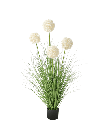 Beliani Kunstpflanze SNOWBALL BUSH in Grün/Weiß/Schwarz - (W) 60 x (H) 120 x (L) 60 cm