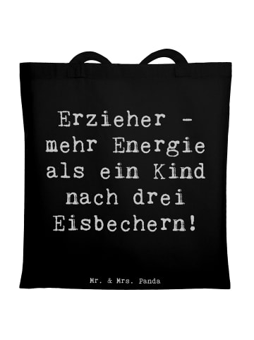 Mr. & Mrs. Panda Tasche Spruch Erzieher Energie mit Spruch in Schwarz