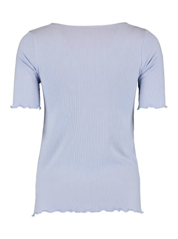 Hailys Top Halbarm Shirt Gerippt Rundhals Oberteil in Blau