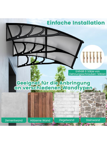 COSTWAY Vordach für Haustür 199x99cm in Grau