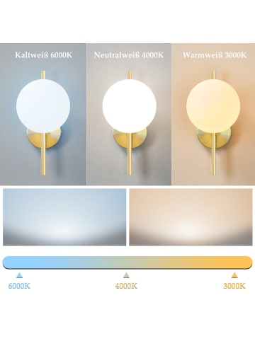 ZMH Wandleuchte in gold 1-flammige E27 Glas Modern