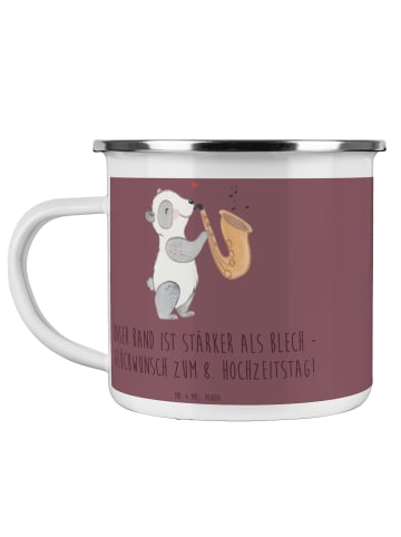 Mr. & Mrs. Panda Camping Emaille Tasse 8. Hochzeitstag Blechhoch... in Kaffa Coffee