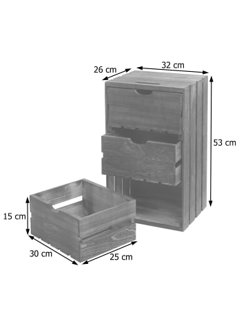 MCW Kommode im Shabby-Look C62 mit 3 Schubladen, Braun