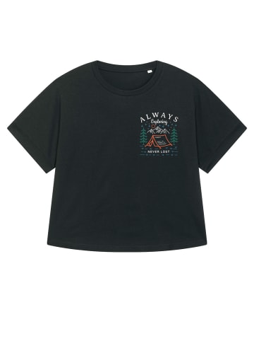 wat? Apparel T-Shirt Always exploring never lost in Schwarz