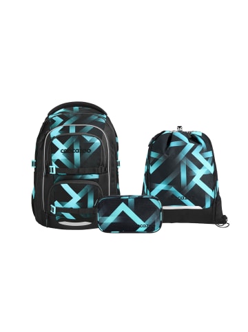 Coocazoo Schulrucksack-Set PORTER "Laser Lights" 3-tlg. in Schwarz/Blau