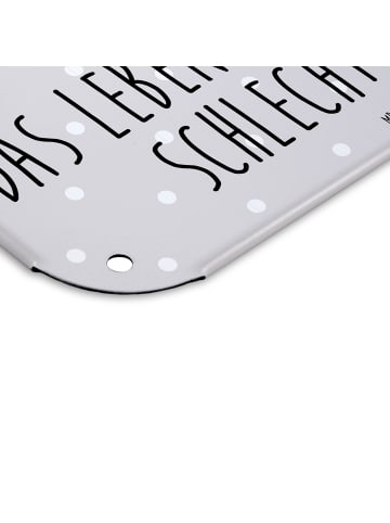 Mr. & Mrs. Panda Retro Blechschild Axolotl Glücklich mit Spruch in Grau Pastell