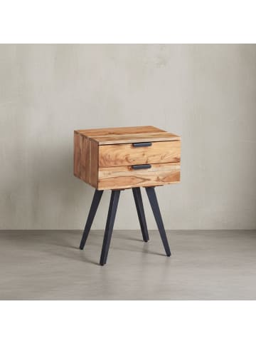 KADIMA DESIGN Nachtkonsole | Akazie, 47x65x35cm, 2 Schubladen