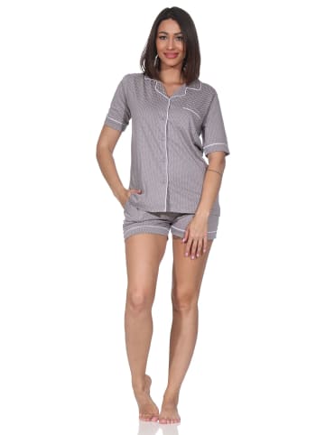 NORMANN Kurzarm Schlafanzug Shorty Pyjama Klassische Optik in Allover1