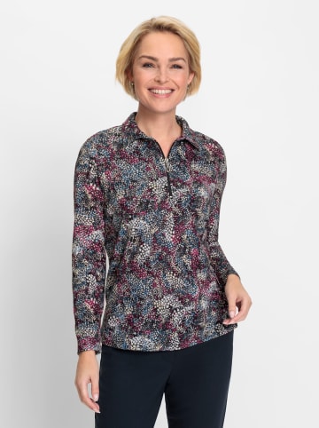 WITT WEIDEN Poloshirt in magenta-mittelblau-bedruckt