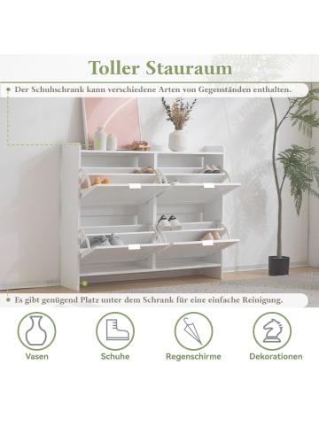 ABRIHOME Platzsparend Schuhschrank mit offenen Klappenfächern in weiß