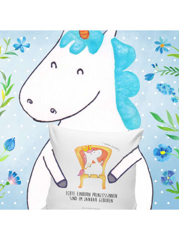 Mr. & Mrs. Panda Kopfkissen Januar mit Spruch in Weiß