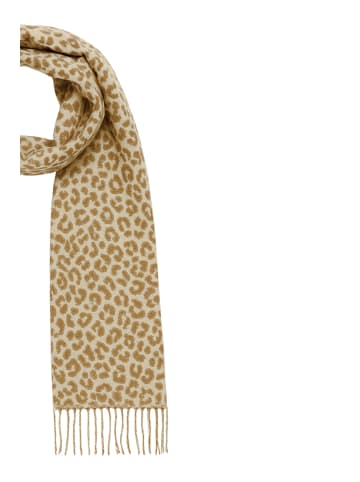 Faera Schal mit Leopardenmuster und Fransen weich in Camel