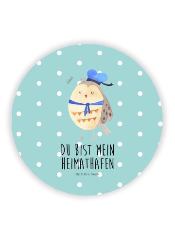 Mr. & Mrs. Panda Kühlschrankmagnet Eule Matrose mit Spruch in Türkis Pastell