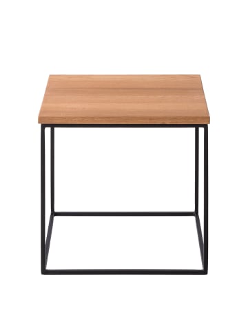 home24 home24 Beistelltisch (1er Set) - Eiche - Massivholz Eiche & Metall - 40.0 x 40.0 x 40.0 cm in Eiche
