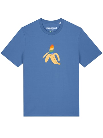 wat? Apparel T-Shirt Rainbow Banana in Bright Blue