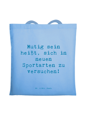 Mr. & Mrs. Panda Tragetasche Spruch Neue Sportart versuchen mit ... in Sky Blue