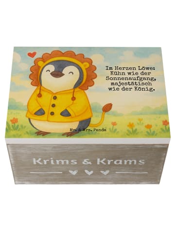 Mr. & Mrs. Panda Holzkiste Löwe Astrologie Design mit Spruch in Weiß