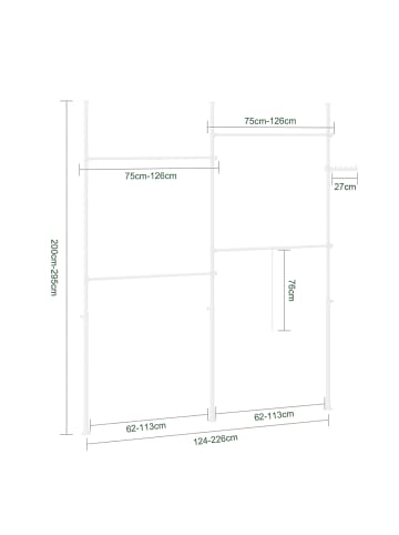 SoBuy Kleiderständer in Mattweiß - (W) 62 x (H) 295 x (L) 126 cm