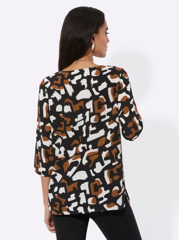 creation L Druckbluse in schwarz-cognac-bedruckt