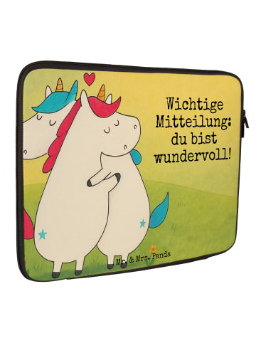 Mr. & Mrs. Panda Laptop Tasche Einhorn Mitteilung Design mit Spruch in Weiß