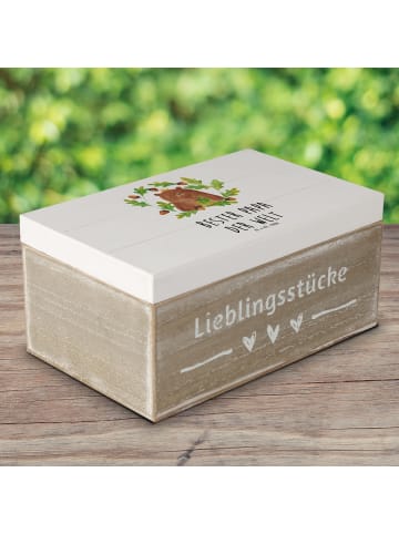 Mr. & Mrs. Panda Holzkiste Bär König mit Spruch in Weiß