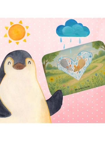 Mr. & Mrs. Panda Badematte Mäuse Herz Design ohne Spruch in Weiß