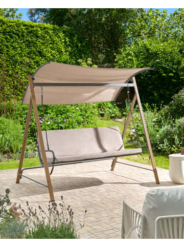 Beliani Gartenschaukel BONAGIA in Beige/Grau/Braun - (W) 194 x (H) 172 x (L) 136 cm