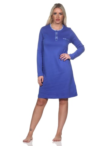 NORMANN langarm Nachthemd Kuschel interlock - 82178 in blau