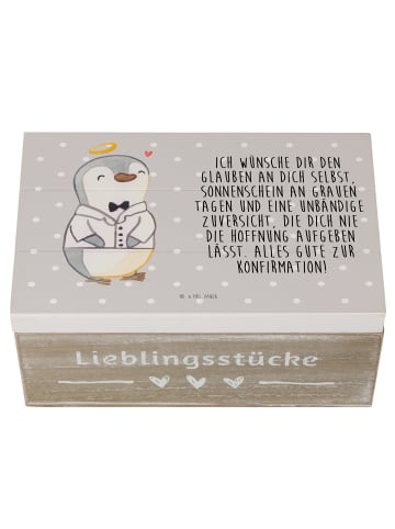 Mr. & Mrs. Panda Holzkiste Pinguin Konfirmation Hemd mit Spruch in Grau Pastell