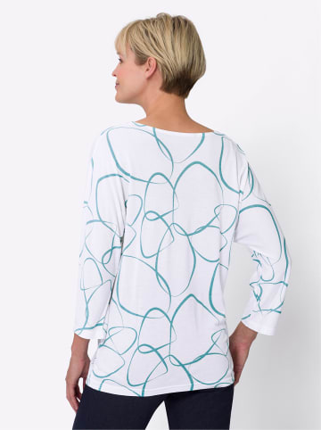 Sieh an! Freizeitshirt in weiß-ozean-bedruckt