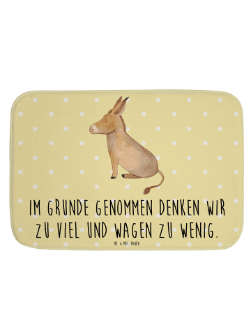 Mr. & Mrs. Panda Duschvorleger Esel mit Spruch in Gelb Pastell