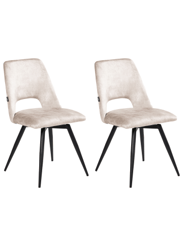 Beliani 2er-Set Esszimmerstuhl HALLETT in Beige/Schwarz