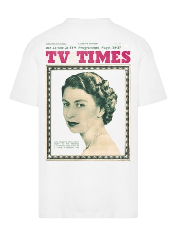 F4NT4STIC Oversize T-Shirt TV Times Queen Elizabeth II 1957 Cover in weiß