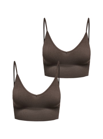 ONLY Top Oberteil Spaghetti Bustier Bralette Nahtlos 2er Pack in Dunkelbraun