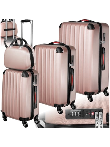 tectake Reisekoffer-Set aus robustem ABS-Kunststoff, mit TSA-Zahlenschloss
