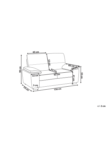 Beliani 2-Sitzer Sofa VOGAR in Braun/Schwarz - (W) 156 x (H) 90 x (L) 74 cm