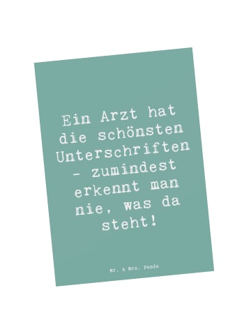 Mr. & Mrs. Panda Postkarte Spruch Arzt Unterschrift mit Spruch in Meeresbrise